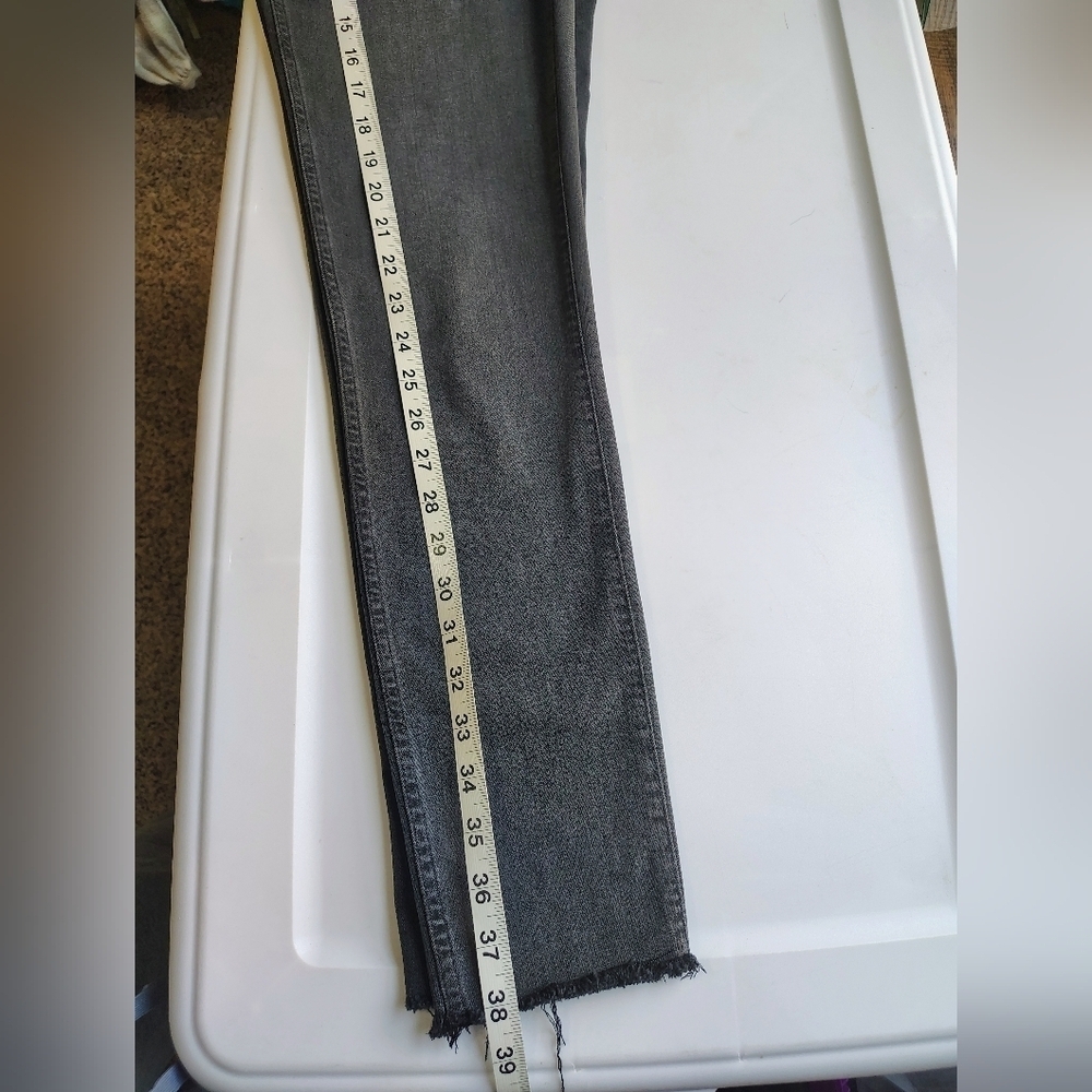 Madewell 10" high rise skinny jeans exposed button fly frayed Hem grey sz 27. - Picture 8 of 17